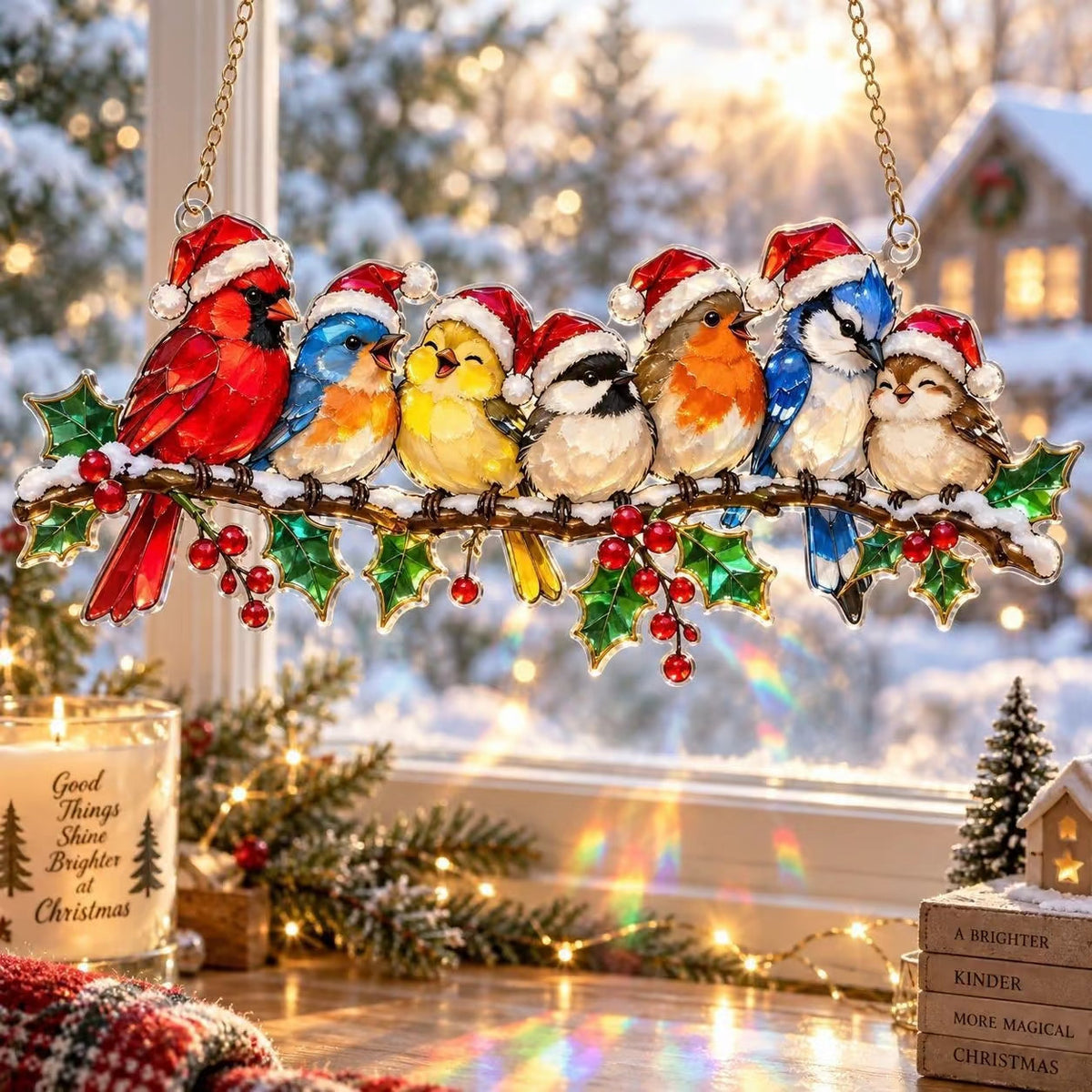 ✨ Whimsical Christmas Window Suncatchers – 11 Whimsical Stained-Glass Window Designs🎄
