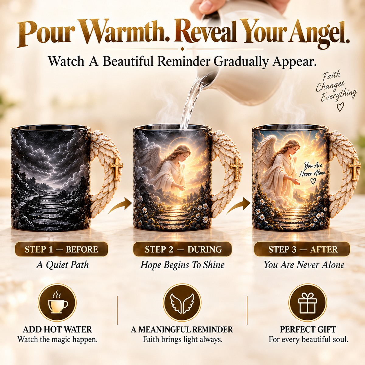 🔥Last Day 49% OFF🔥🪽 Angel’s Embrace™ ✨– Guardian Angel Heat-Reveal Mug | You Are Never Alone