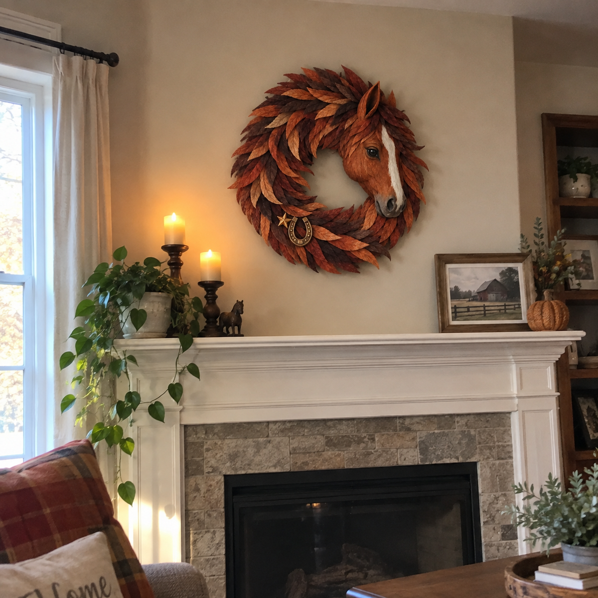 🐴🤎Rustic Horse Head Wreath – Western Farmhouse Wall & Door Decor🎁