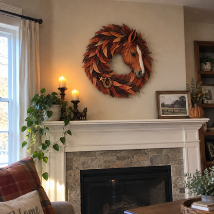 🐴🤎Rustic Horse Head Wreath – Western Farmhouse Wall & Door Decor🎁
