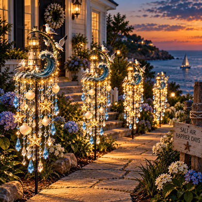 🔥Last Day 49% OFF🔥🌊 Lighthouse Tide Glow™ – Solar Lighthouse Garden Stake Light with Crystal Tassels