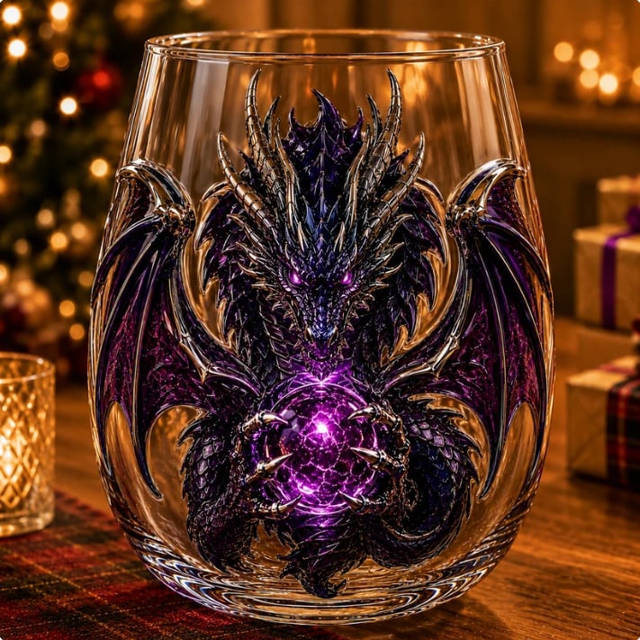 🐉✨3D Mythic Dragon Glass Art Cup | Luxury Raised Fantasy Glassware for Whiskey, Home Bar Décor & Legendary Gifts