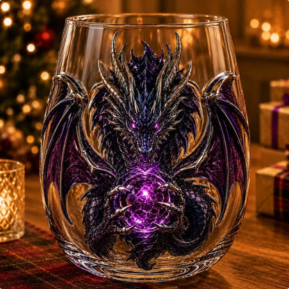 🐉✨3D Mythic Dragon Glass Art Cup | Luxury Raised Fantasy Glassware for Whiskey, Home Bar Décor & Legendary Gifts