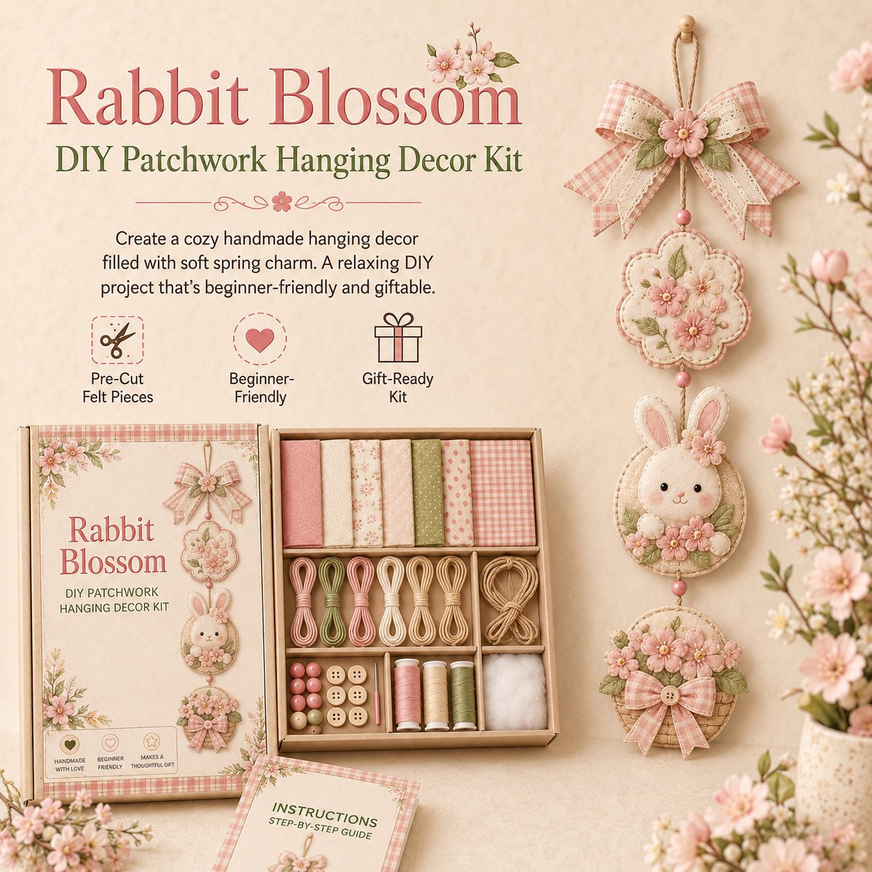 🔥Last Day BUY 3 GET 1 FREE✨ DIY Patchwork Hanging Decor Kit | A Heartfelt Handmade Decoration Full of Love & Memories