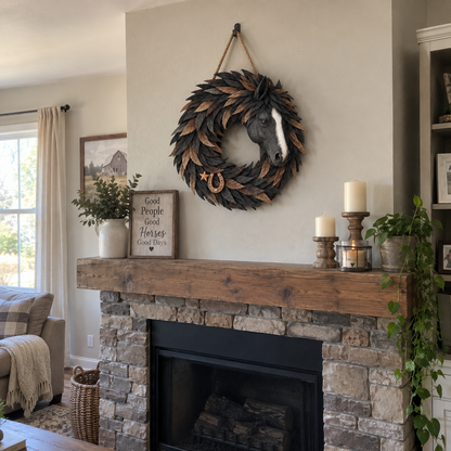 🐴🤎Rustic Horse Head Wreath – Western Farmhouse Wall & Door Decor🎁