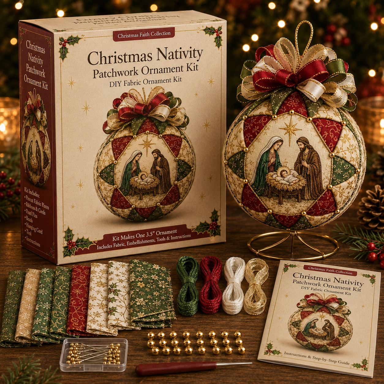 ONLY TODAY🎁 Buy 2, Get 1 FREE⛪ Christmas Nativity Patchwork Ornament DIY Kit