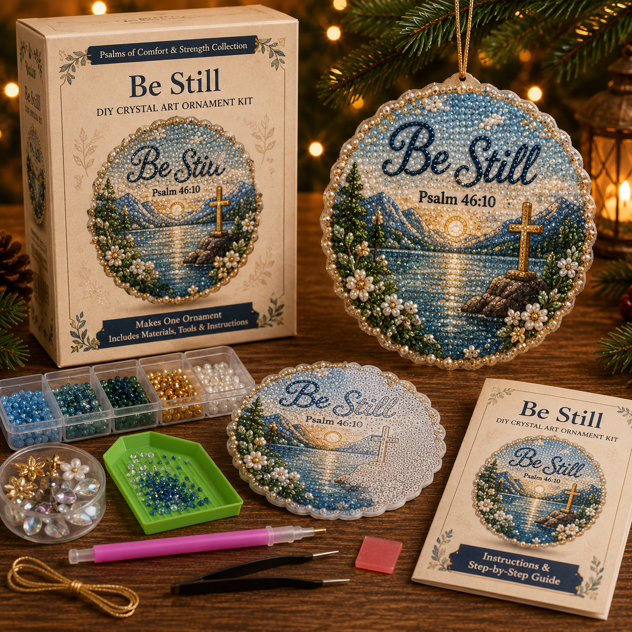 🔥49% Off Last Day - BUY 2 GET 1 FREE（3PCS)✝️ Psalms of Comfort & Strength Pearl Diamond Art Hanging Ornament Kit