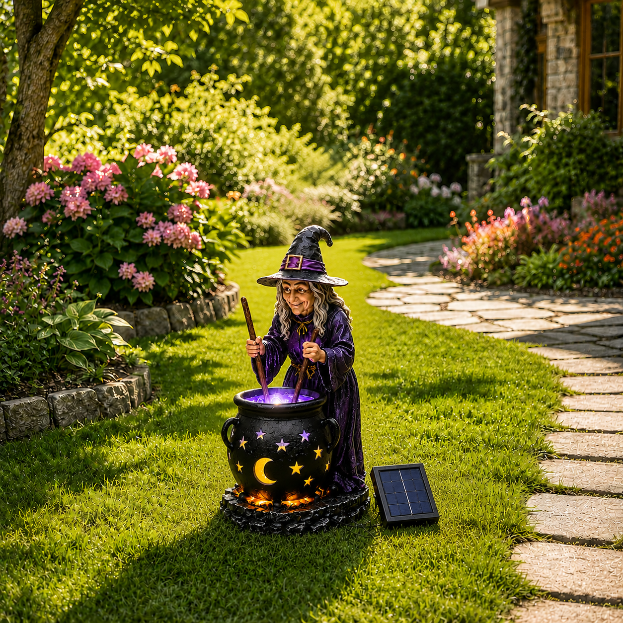 🧙‍♀️Halloween Witch Glowing Cauldron Solar Light