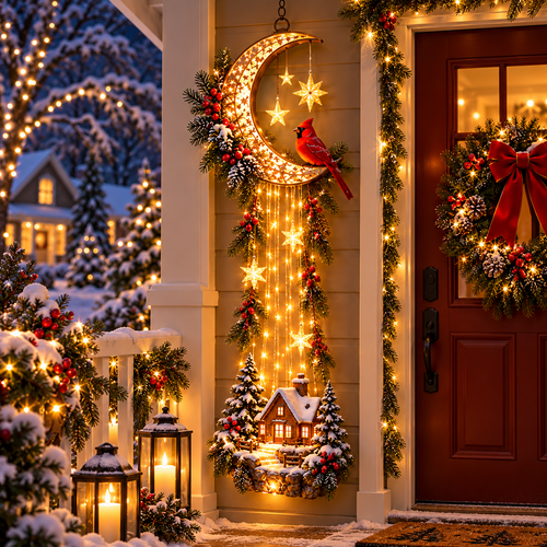 ✨Last Day 49% OFF🌙 Starlit Cardinal Moon Christmas Wall Decor