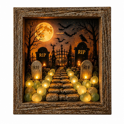 Spooky-Cute Halloween Sea Glass Shadow Box Light