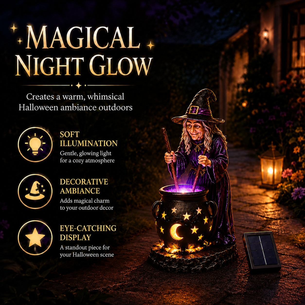 🧙‍♀️Halloween Witch Glowing Cauldron Solar Light