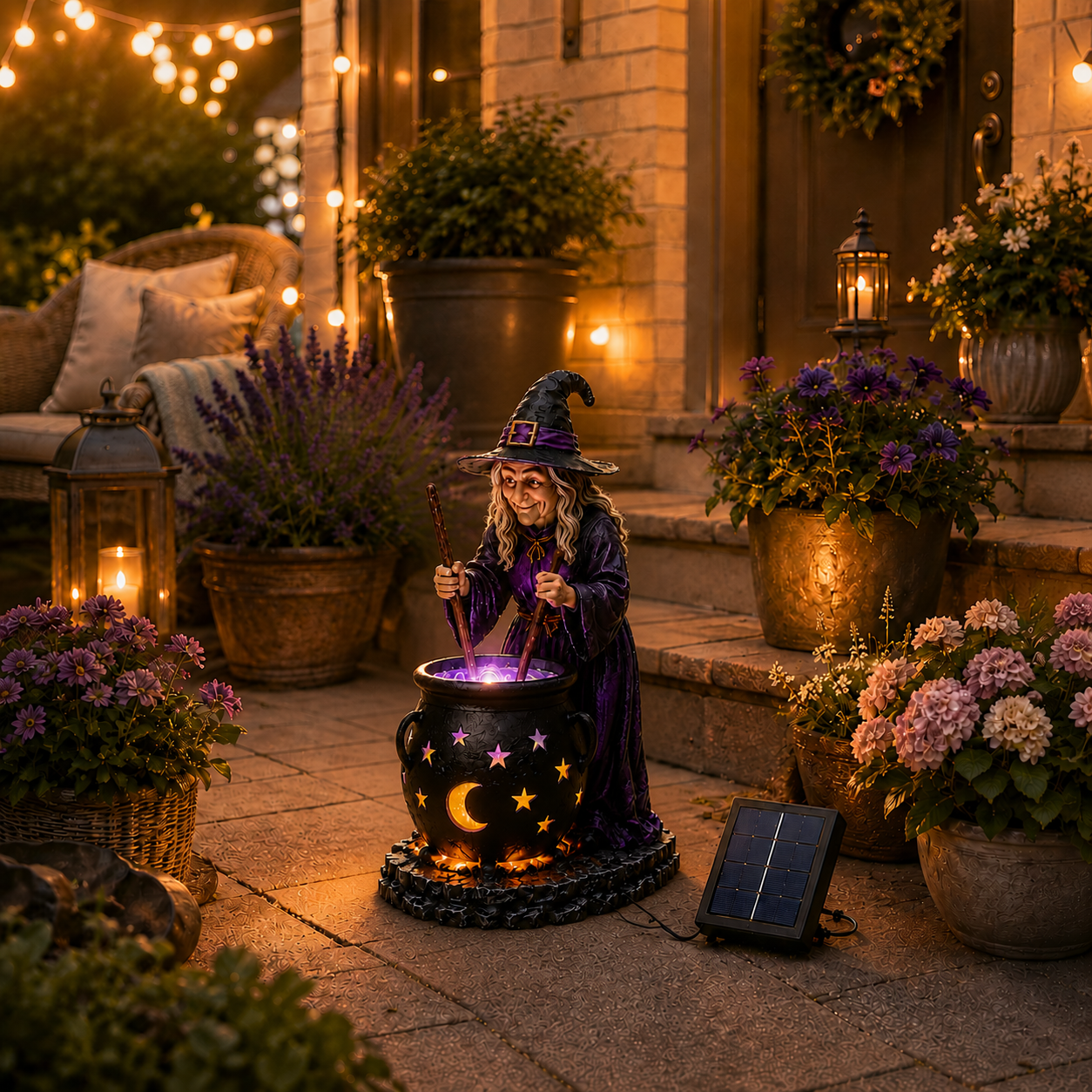 🧙‍♀️Halloween Witch Glowing Cauldron Solar Light