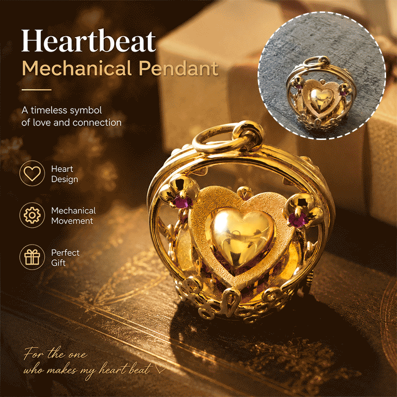 💛 Vintage Gear‑Style Heart Charm Necklace