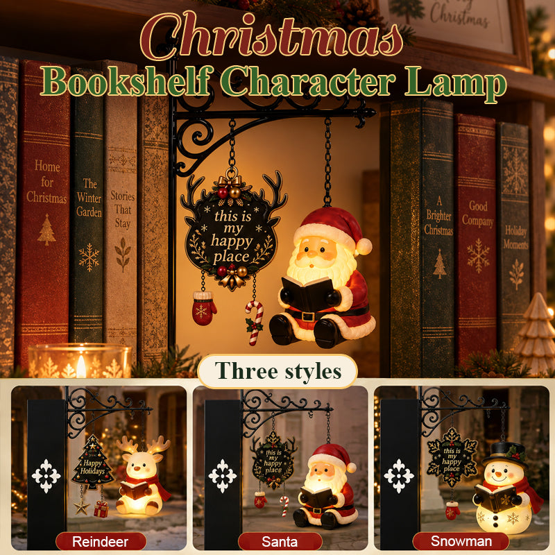📚🎄 Cozy Christmas Shelf Glow – Hanging Holiday Character Reading Nook Light