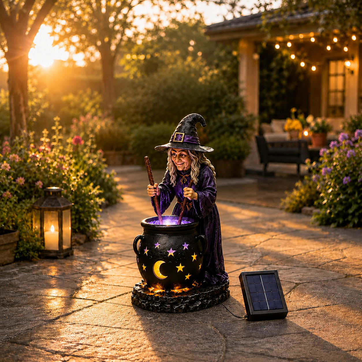 🧙‍♀️Halloween Witch Glowing Cauldron Solar Light