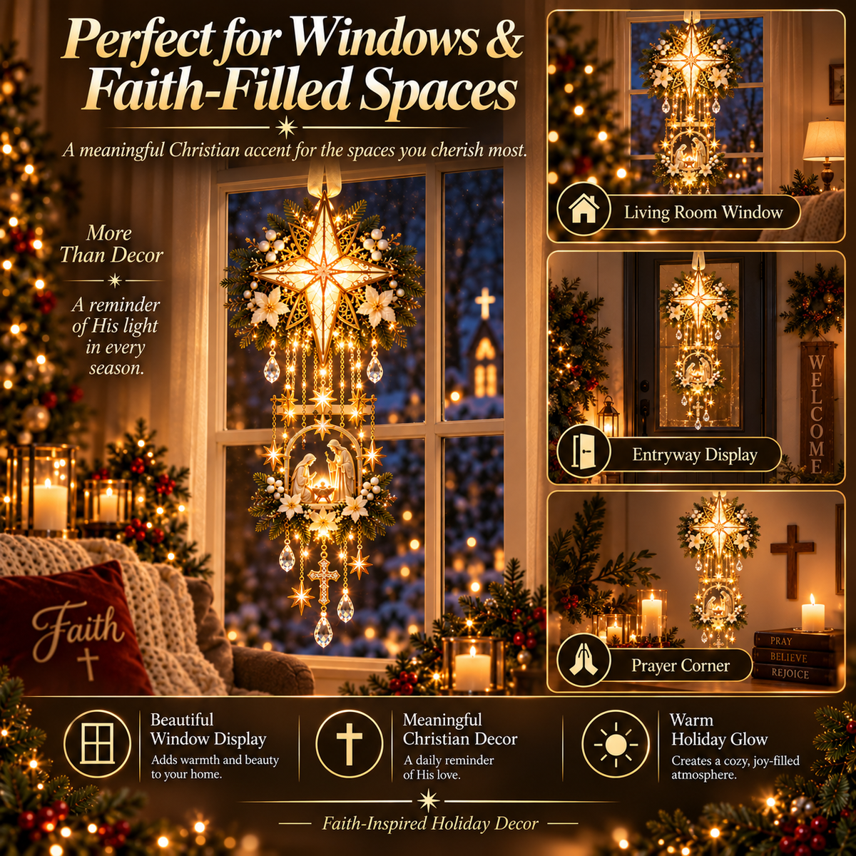 ✨LAST DAY 50% OFF –✨✝️Bethlehem Star Faith Window Light