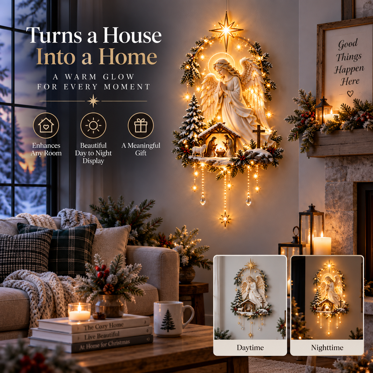 ✨Last Day 49% OFF✨Angel Over Bethlehem™ – Lighted Nativity Wall Decor