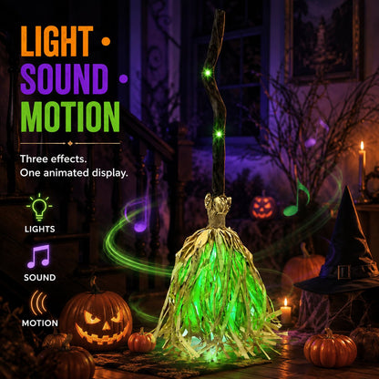 Magic Dancing Witch Broom – Animated Halloween Decor