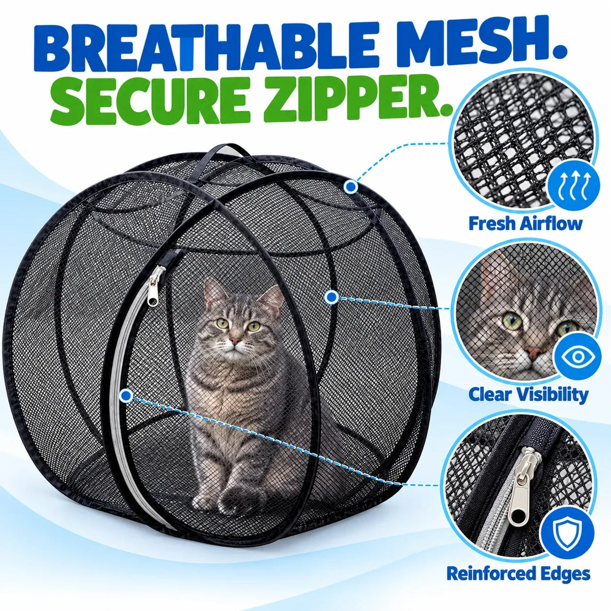 🐱🌿Rolling Mesh Cat Playpen