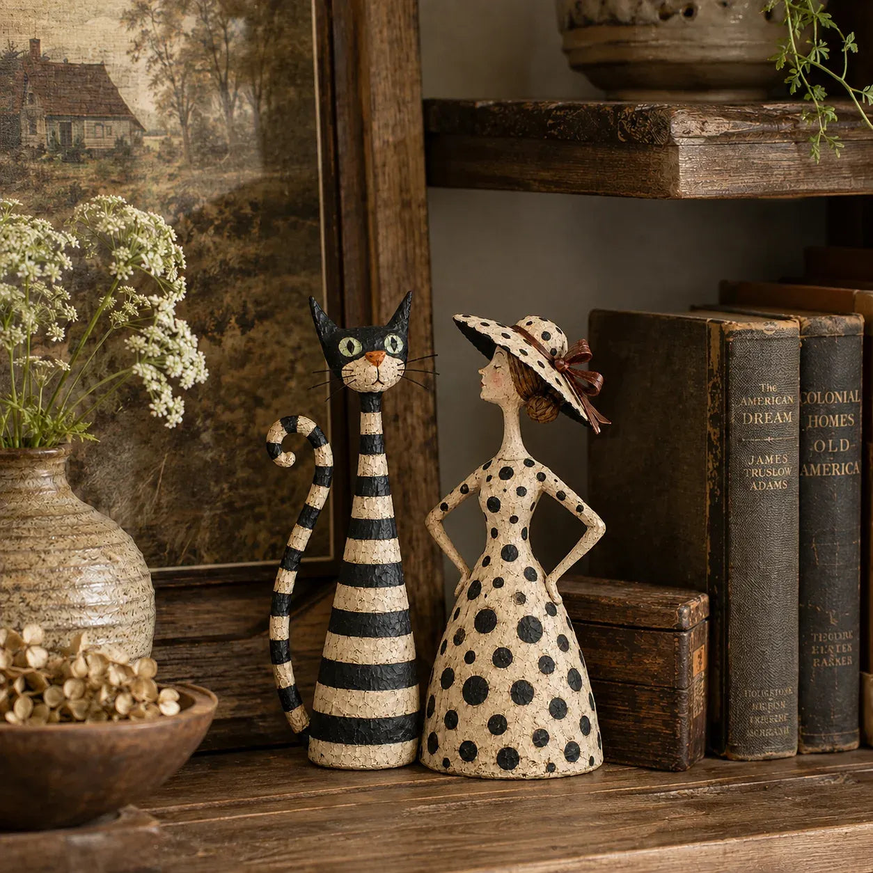 🐱Vintage  Cat & Lady Sculptures