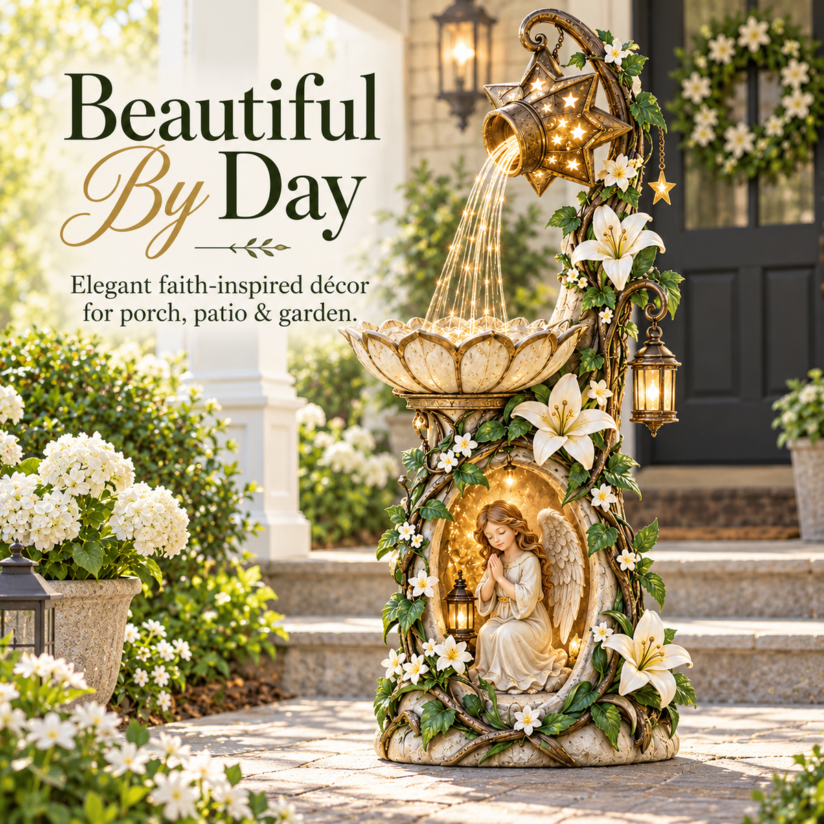 🔥 Last Day 49% OFF👼✨ Angel Starlight Garden Fountain™ – Faith-Inspired Lighted Outdoor Decor