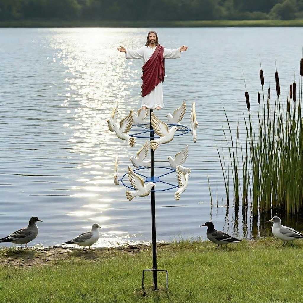 The Divine Jesus & Holy Dove Garden Wind Spinner