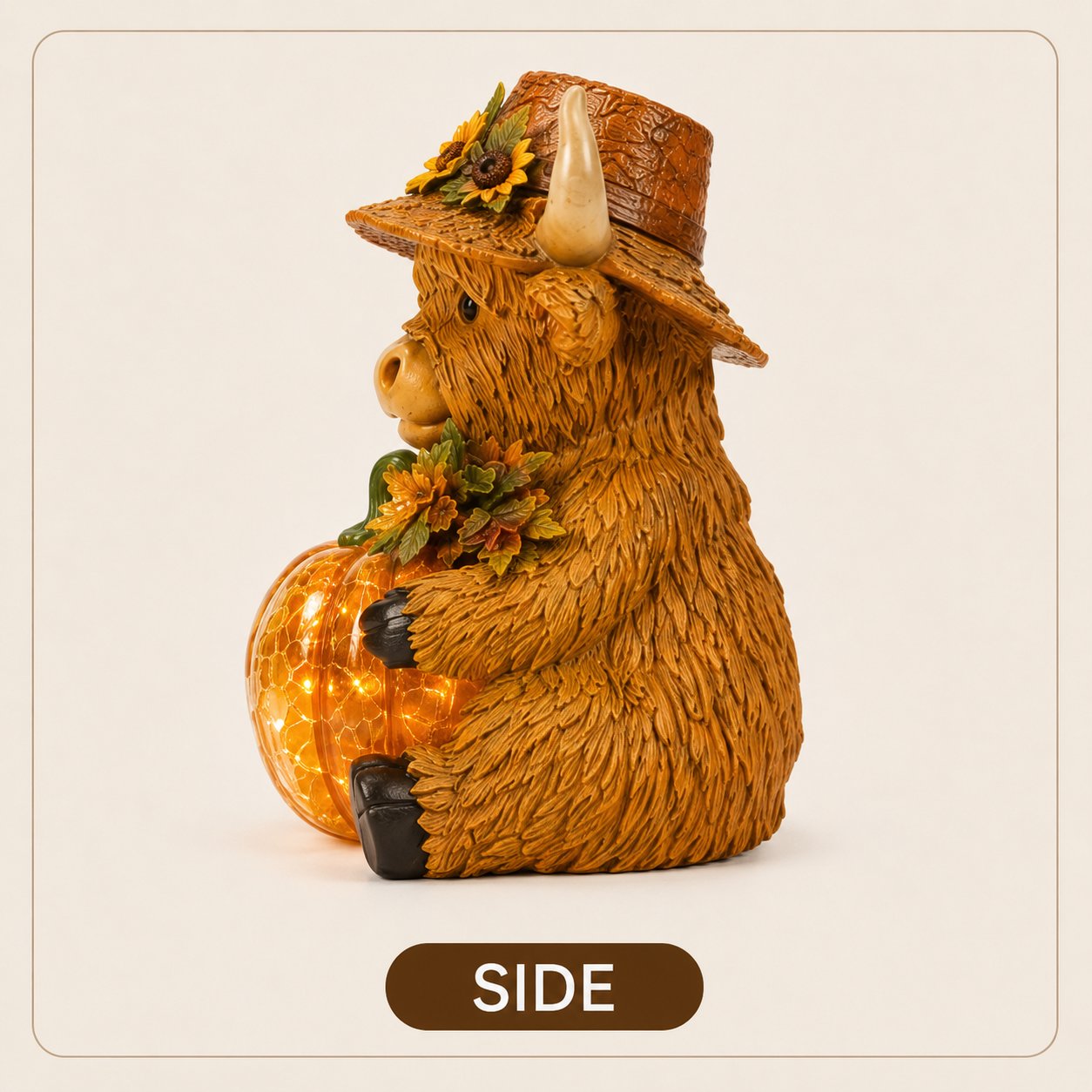 Solar Highland Cow Pumpkin Light
