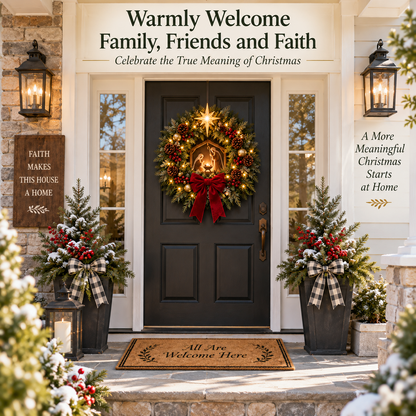 🔥Last Day 49% OFF🔥✝️ Lighted Bethlehem Nativity Wreath