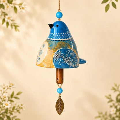 🐦Hand-Painted Resin Bird Wind Chime, Colorful Folk Art Garden Hanging Decor