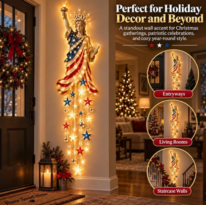 🇺🇸🗽 Liberty 250 Starfall Wall Glow – Patriotic Anniversary Lighted Keepsake