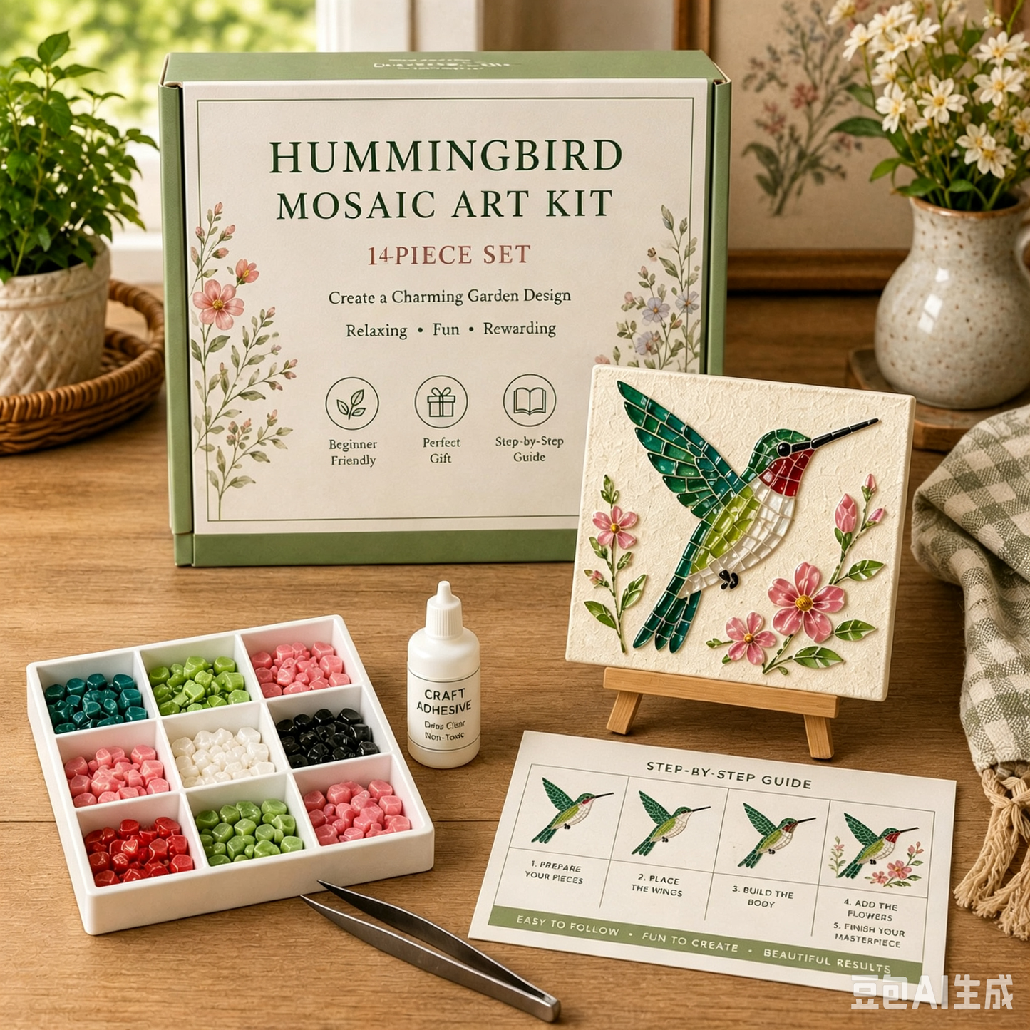 🌊 Kit d'Art Mosaïque en Verre Poli DIY – Créez de Magnifiques Œuvres d'Art Inspirées de l'Océan avec des Morceaux de Verre Colorés, Décoration Cotière et Cadeau Créatif Fait Main