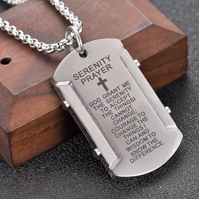 🔥2026 Bestseller🔥 Serenity Prayer Dog Tag Necklace – A Daily Reminder of Peace & Strength