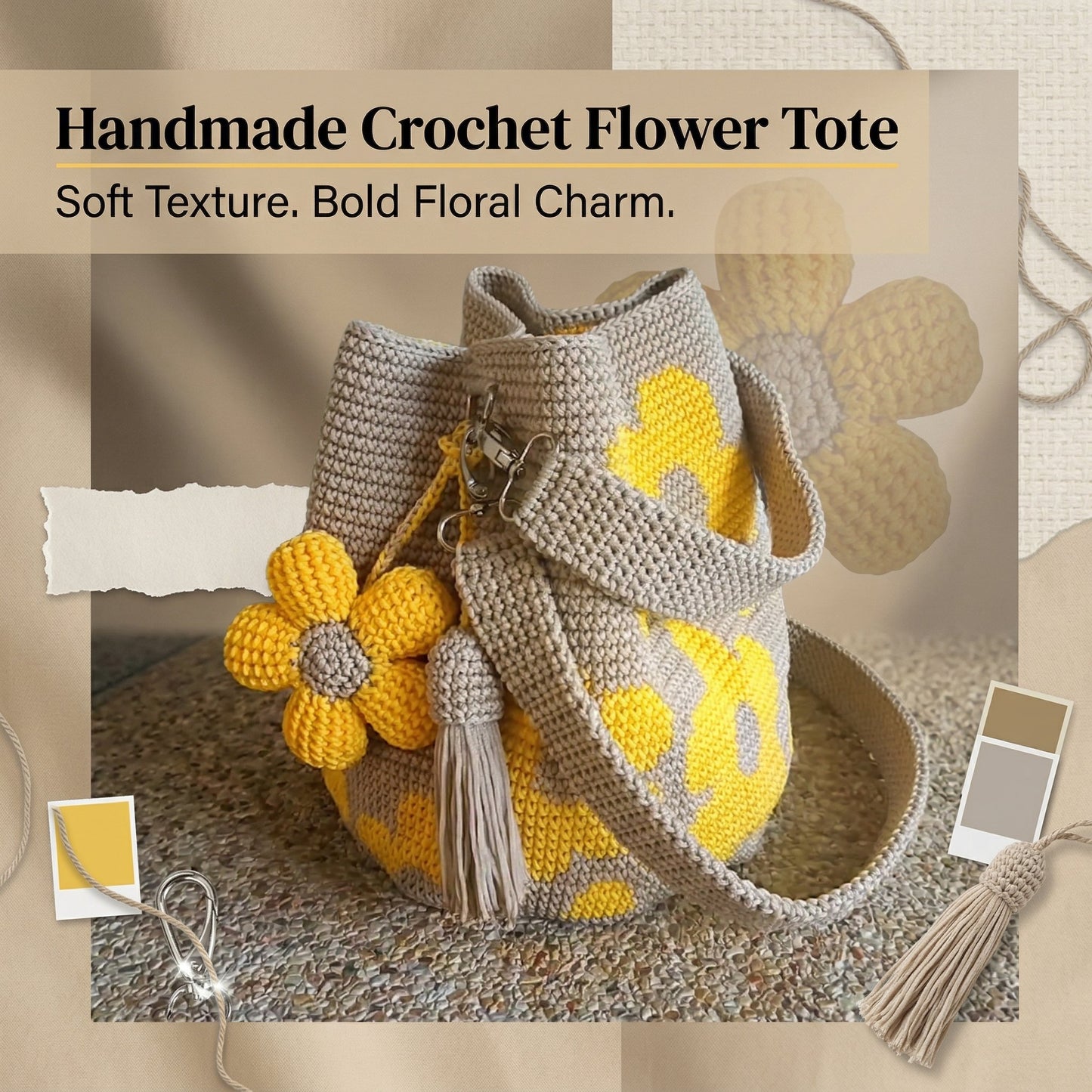 🎁🌼Only $34.90 This Week🌟🎉Handmade Crochet Flower Tote 🌼✨