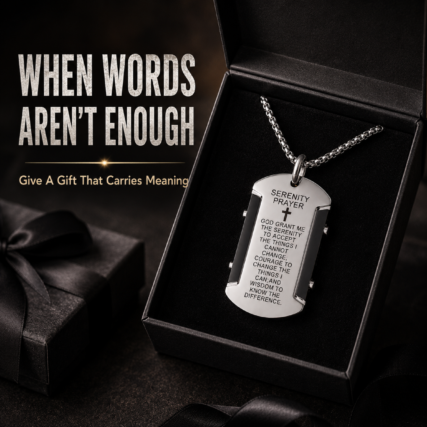 🔥2026 Bestseller🔥 Serenity Prayer Dog Tag Necklace – A Daily Reminder of Peace & Strength