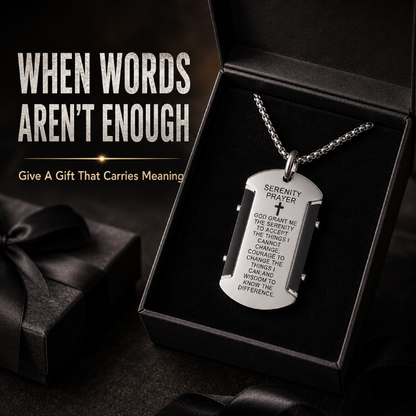 🔥2026 Bestseller🔥 Serenity Prayer Dog Tag Necklace – A Daily Reminder of Peace & Strength