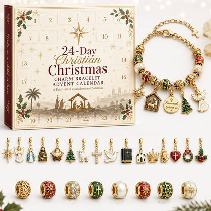 🔥LAST DAY 50% OFF - 24-Day Christian Christmas Charm Bracelet Advent Calendar