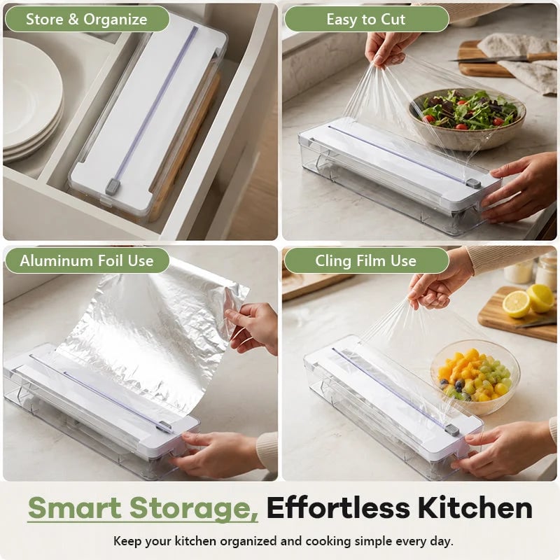 ✨Kitchen Aluminum Foil Paper Plastic Wrap Storage Cutting Box