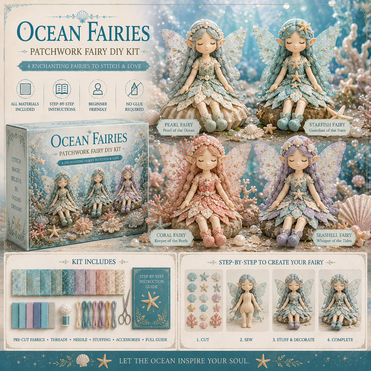 🧚Fairy Patchwork DIY Kit – Create 4 Handmade Fairy Keepsakes