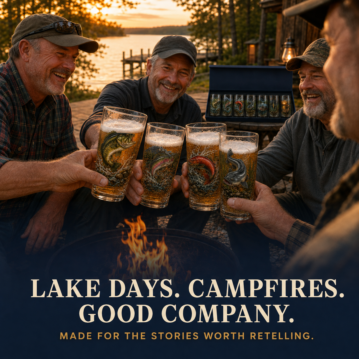 ✨🎣 The Last Cast Fishing Pint Glass Collection – 7 Unique Angler Designs & Gift Box