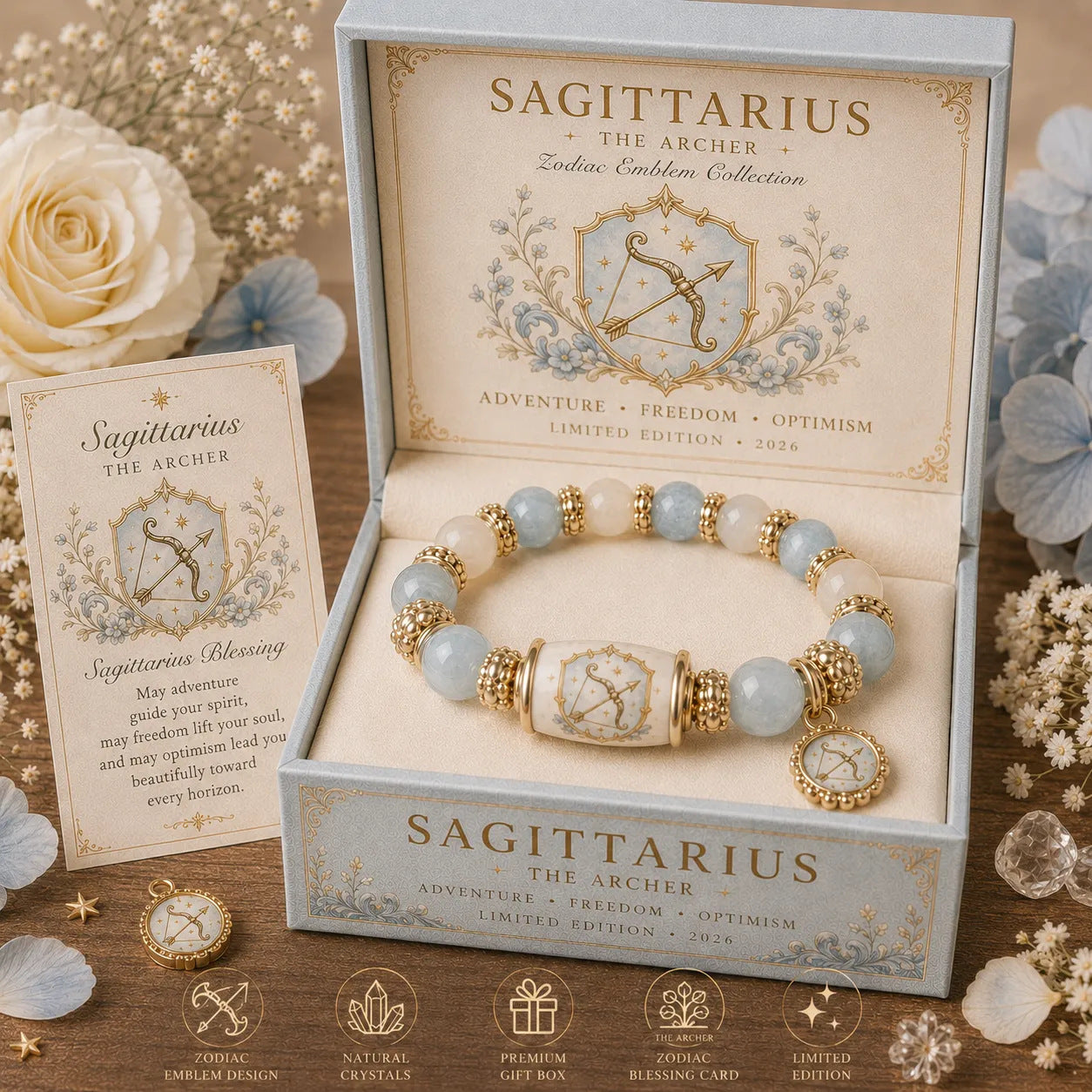 🔥Limited Edition💫 12 Zodiac Bracelet – Natural Chalcedony, Your Sign, Your Energy