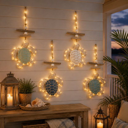 Lighted Coastal Sea Turtle Wall Decor with Remote