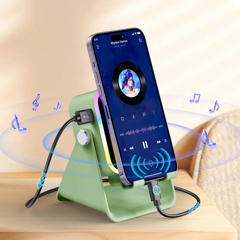 🔥50% OFF🔥 5-in-1 Wireless Speaker – Stereo Sound, RGB Light & Phone Stand