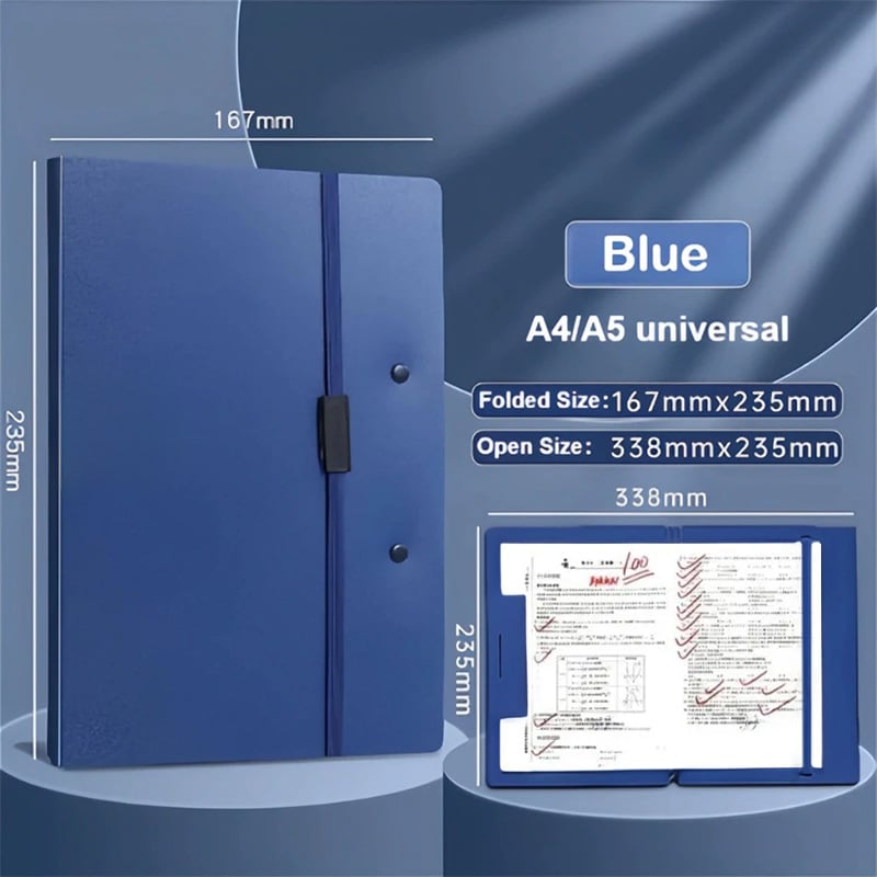 A4/A5 Foldable Clipboard Portfolio – Portable Writing Board with Strong Clip & Elastic Strap
