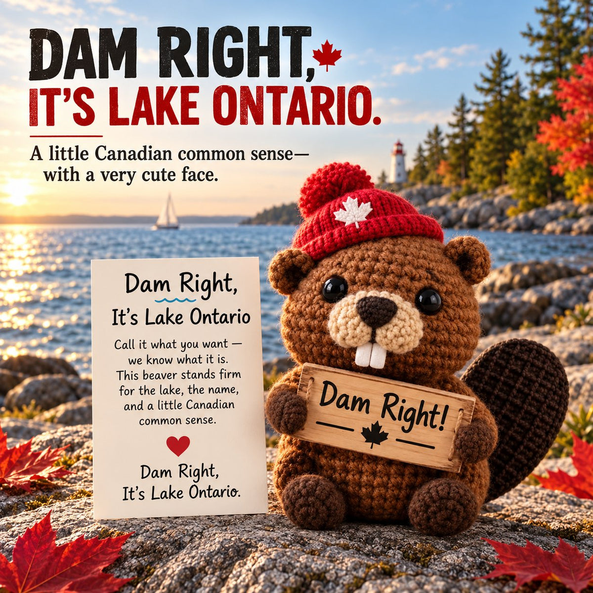 🦫 Lake Ontario Emotional Support Beaver Crochet Keepsake | 5 Canadian-Inspired Personalities with Matching Message Cards for Cottage Families, Lake Lovers & Meaningful Gifts 🍁