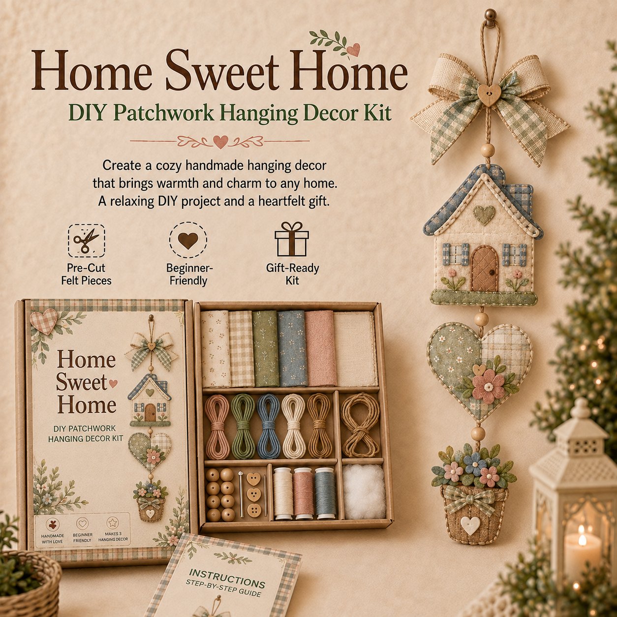 🔥Last Day BUY 3 GET 1 FREE✨ DIY Patchwork Hanging Decor Kit | A Heartfelt Handmade Decoration Full of Love & Memories