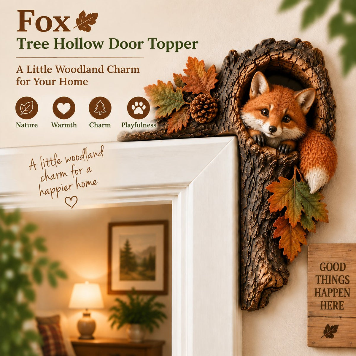 🐿️🌿Chipmunk Tree Hollow Door Topper | Woodland Animal Doorway Decor For Cozy Nature Homes