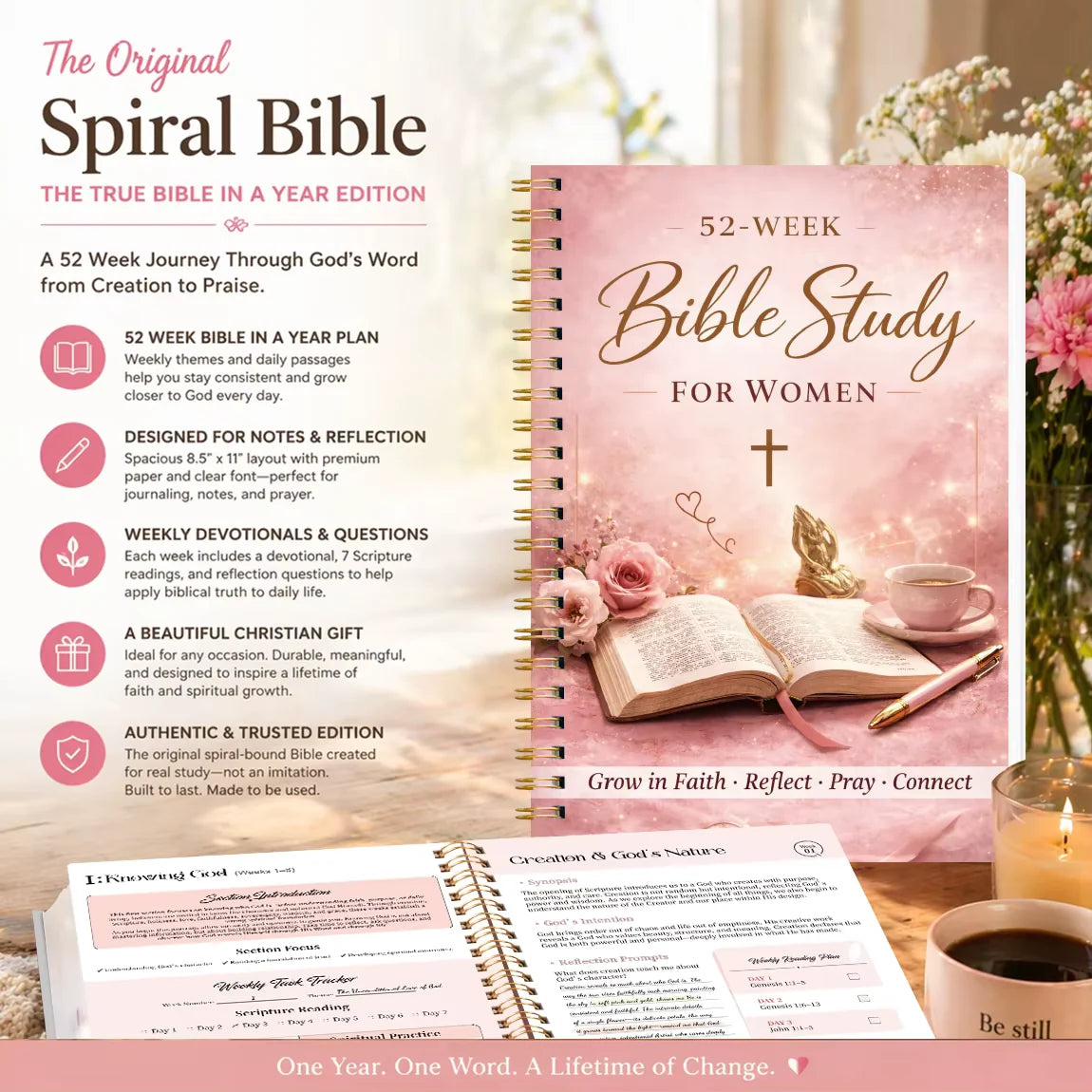 ✝️🙏The Bible in a Year for Women: 52-Week Guided Study📚(📦Buy 2 Free Shipping)