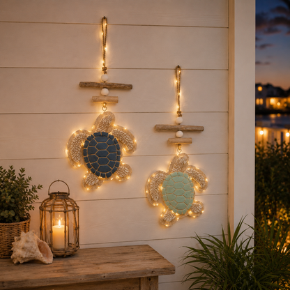 Lighted Coastal Sea Turtle Wall Decor with Remote