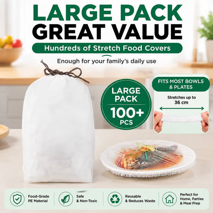 🥗 Disposable Stretch Food Covers for Bowls & Plates – Food-Grade, BPA-Free & Non-Toxic PE Material