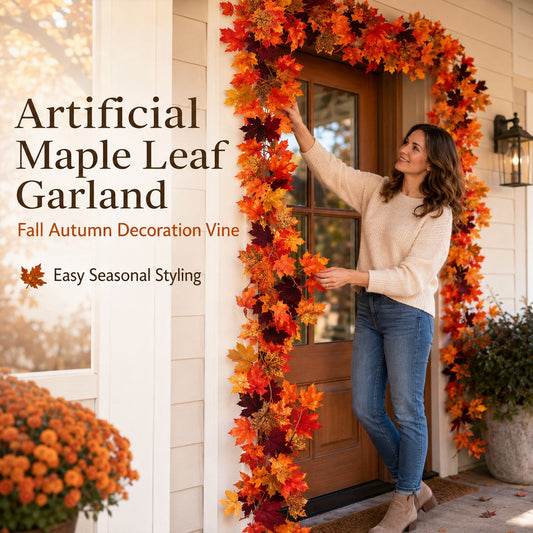 🍁 Artificial Maple Leaf Garland – Fall Autumn Decoration Vine